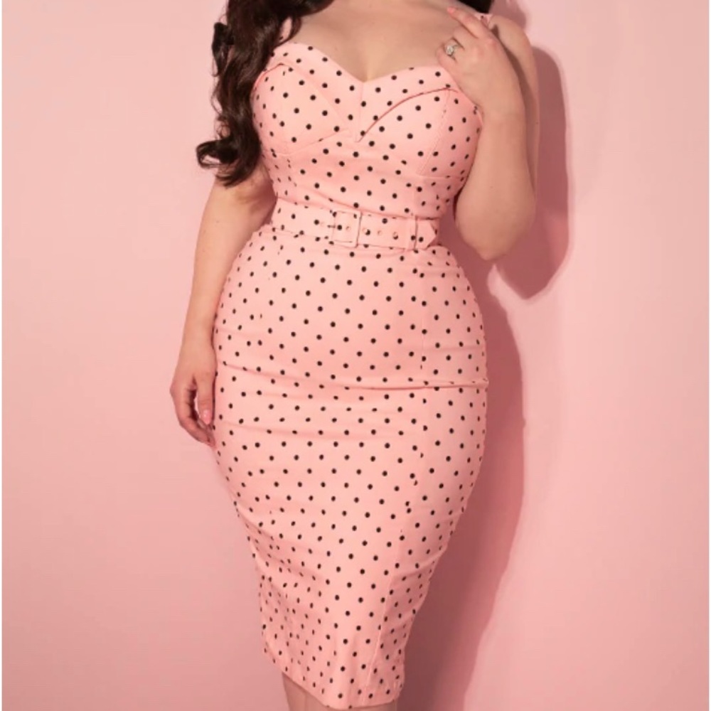 Vixen by Micheline Pitt blush dot Maneater dress XL